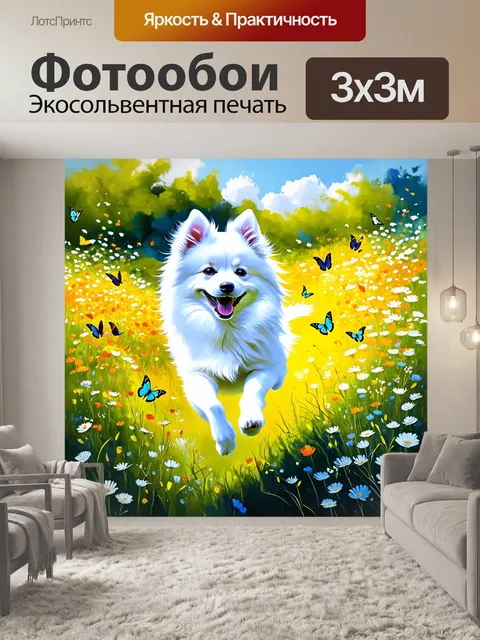 Фотообои на фоне цветущего луга
