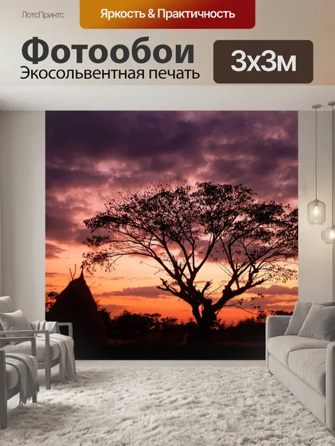 Фотообои дерево на закате