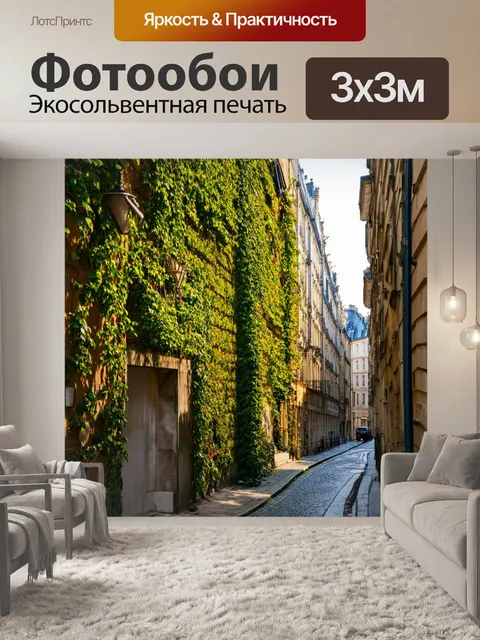 Фотообои узкие парижские улочки, покрытые уликами, отражающие свет, стиль фотографии с акцентом на детали