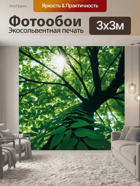 Фотообои свет пробивается сквозь листву деревьев