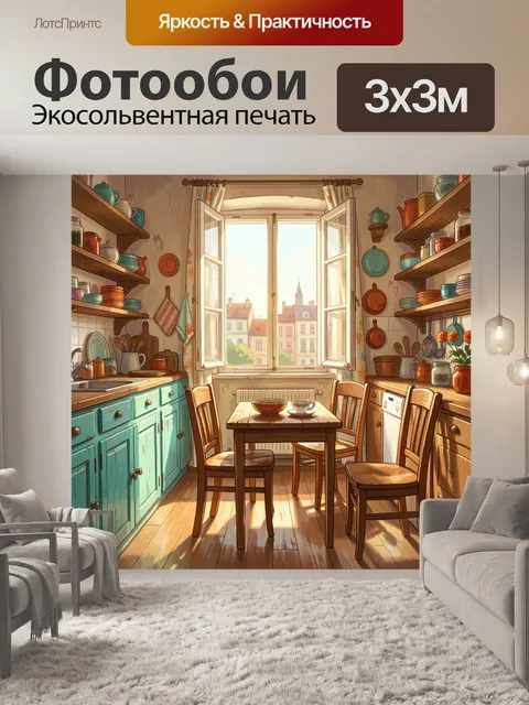 Фотообои Уютная кухня с открытым окном