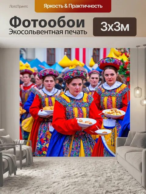 Фотообои россия арбат, праздник масленицы, ярмарка, традиционные русские угощения, народные танцы, игры на свежем…