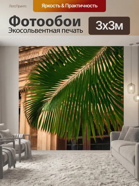 Фотообои пальмовые листья на фоне старинного здания