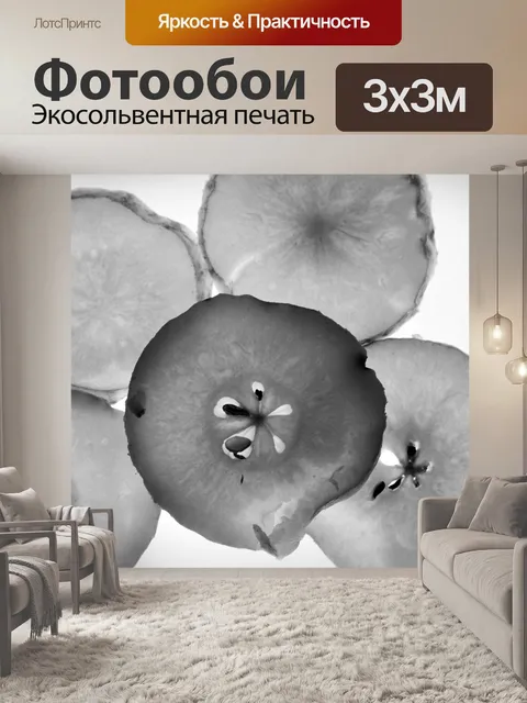 Фотообои груша ломтики черного и белого