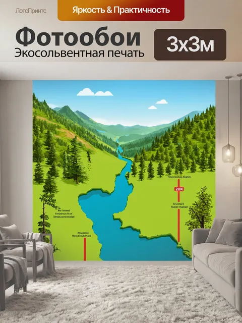 Фотообои природа в стиле инфографический рисунок