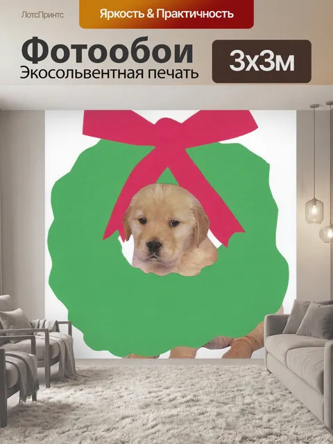 Фотообои Золотистый ретривер в венке