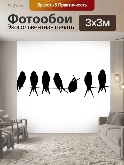 Фотообои Птицы на проводе