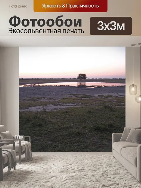 Фотообои мягкие закатные цвета над водным прудом
