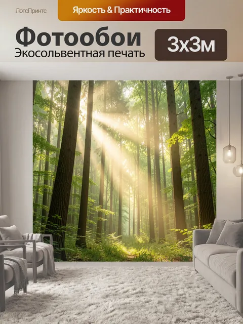 Фотообои Солнечные лучи в лесу