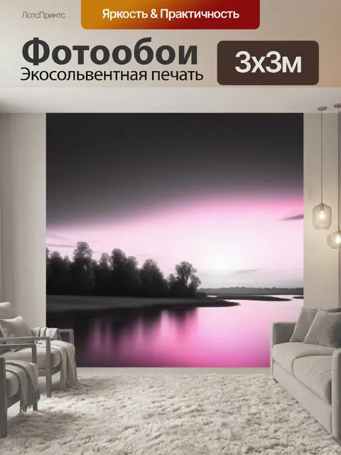 Фотообои пейзаж с небом розовым чернобелый