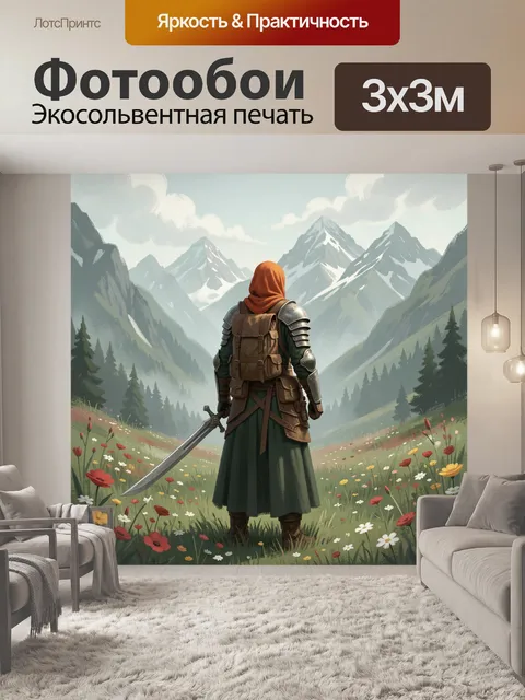 Фотообои Воин у горного перевала