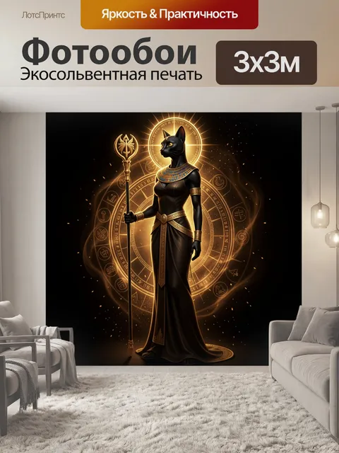 Фотообои Египетская богиня-кошка с посохом