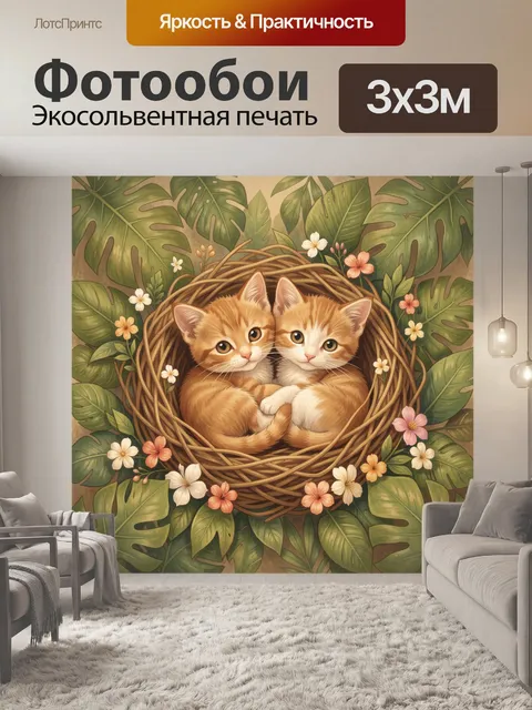 Фотообои Котята в гнезде среди тропиков