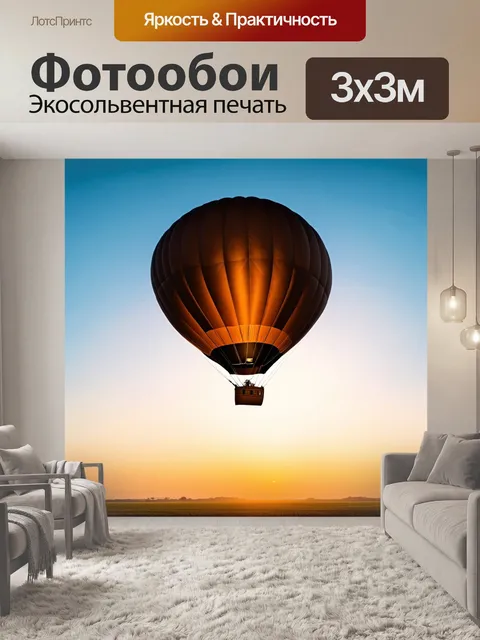 Фотообои коричневый воздушный шар, поднимающийся в небо на фоне заката