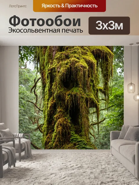 Фотообои дерево с висячими мхами в тропическом лесу