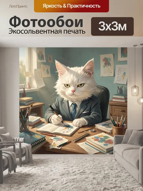 Фотообои Белый кот в деловом костюме