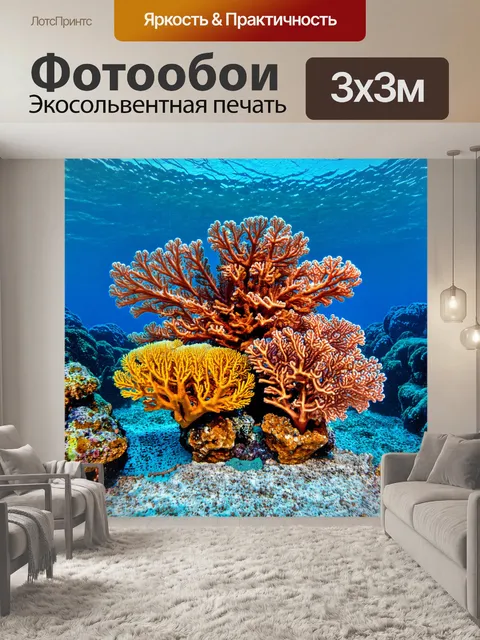 Фотообои подводный мир с коралловыми камнями