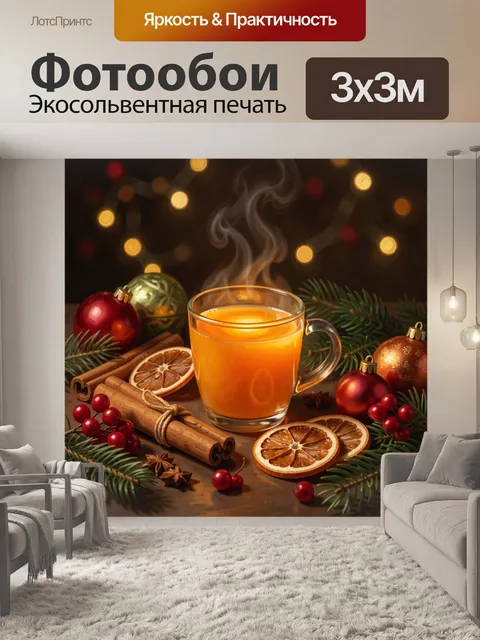 Фотообои Новогодний горячий напиток с цитрусом