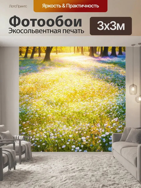 Фотообои утро: пейзаж с поляной