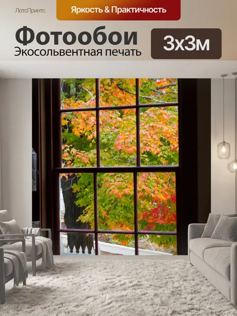 Фотообои осеннее окно осенью