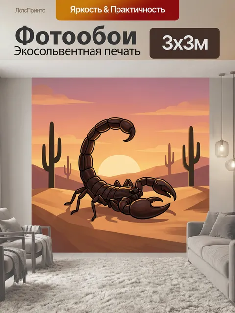 Фотообои Скорпион в пустыне на закате