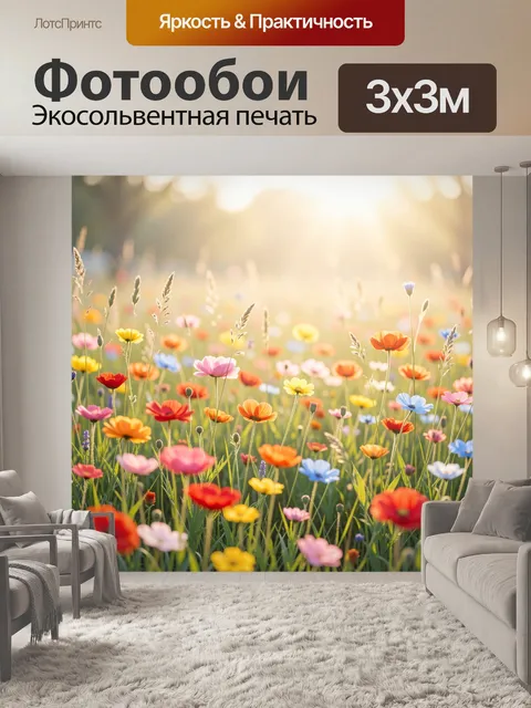 Фотообои Луговые цветы в солнечном свете