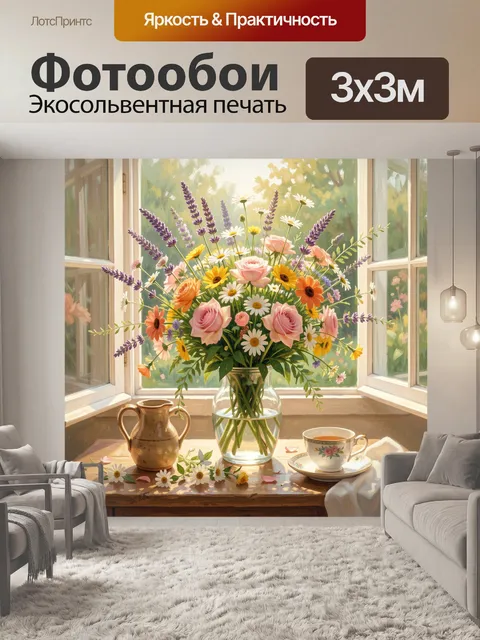 Фотообои Букет у открытого окна