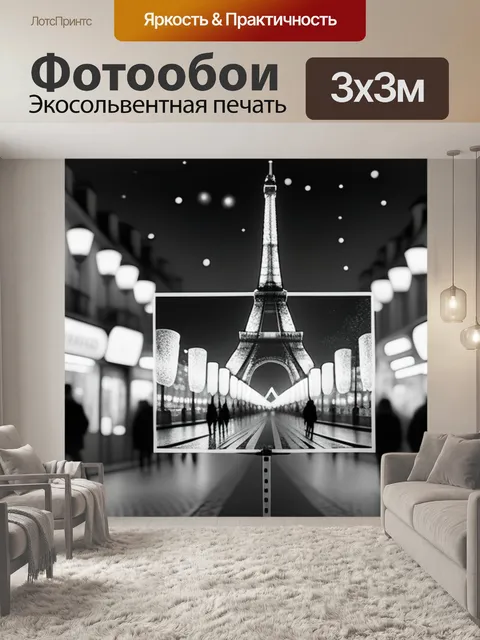 Фотообои с парижем чернобелый