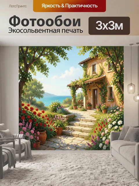 Фотообои Средиземноморский дом с садом у моря