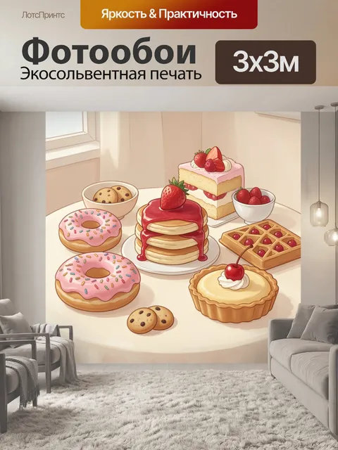 Фотообои Сладкий стол с ягодными десертами