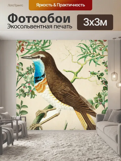 Фотообои Винтажное искусство тропическая птица