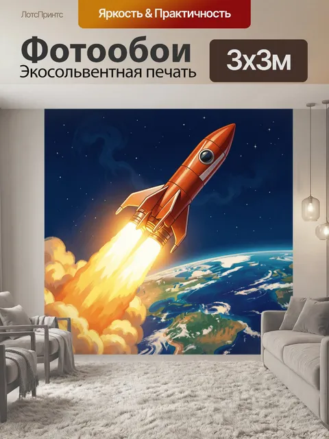 Фотообои Красная ракета над Землей