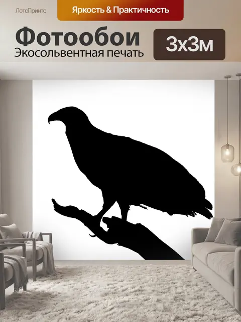 Фотообои Птица на ветке Силуэт