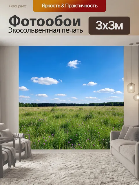 Фотообои Летний луг под голубым небом
