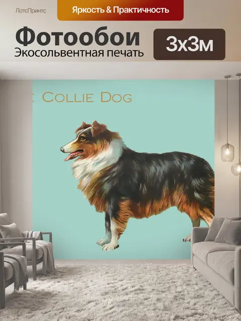 Фотообои Собака Колли Винтажная живопись