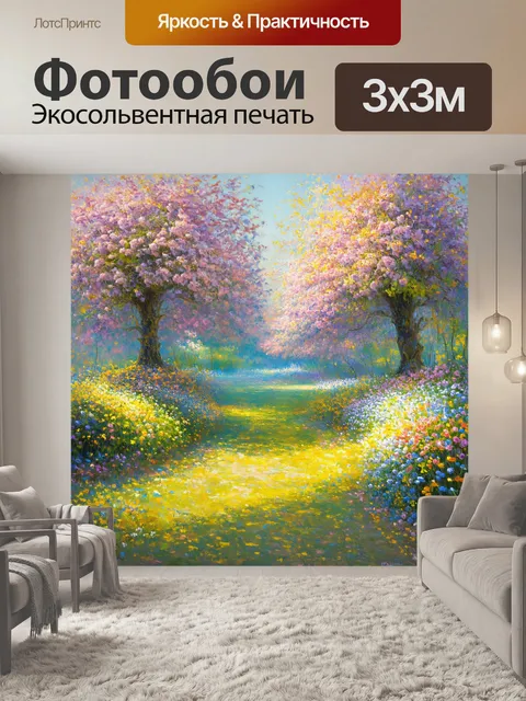 Фотообои сюрреалистическая сцена: цветущий сад