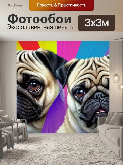 Фотообои с мопсом