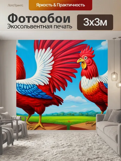 Фотообои с красным петухом
