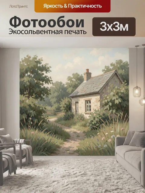 Фотообои Уютный деревенский домик в саду