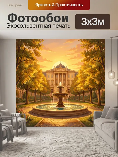 Фотообои Золотой фонтан перед дворцом