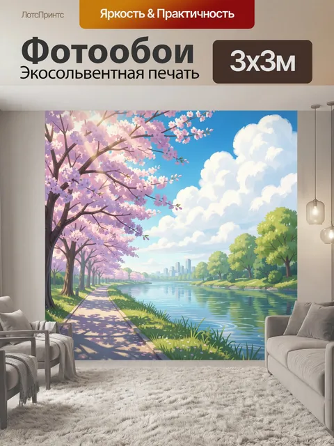 Фотообои Весенний парк у реки