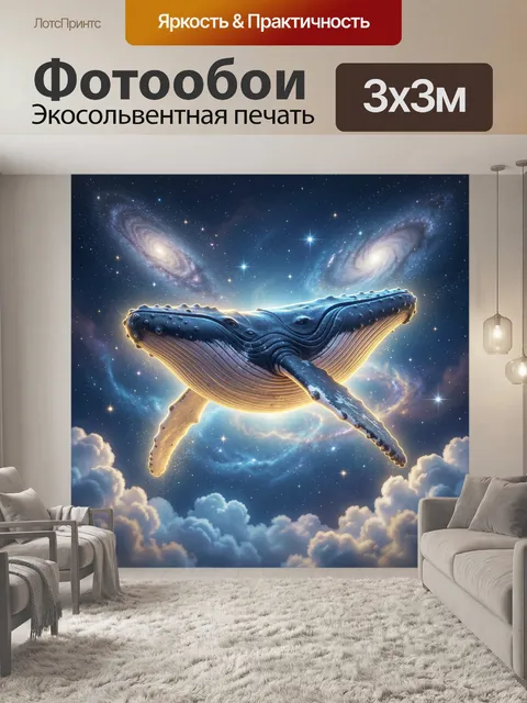 Фотообои Кит в космическом небе