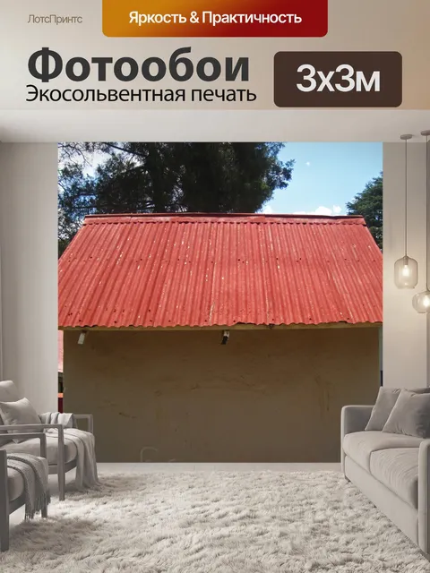 Фотообои небольшое здание с рифленой крышей