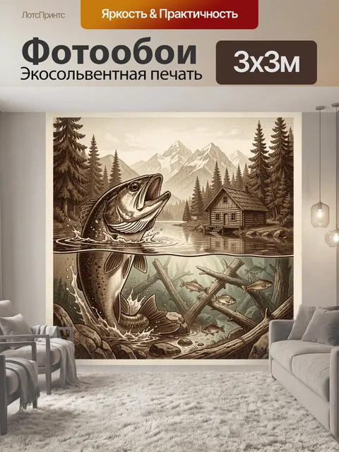 Фотообои Хищная рыба и горы