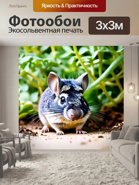 Фотообои фотография шиншиллы в её природной среде обитания