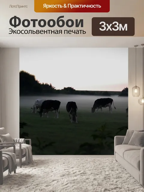 Фотообои Коровы в тумане