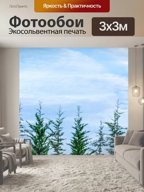 Фотообои сосновые деревья и голубое небо