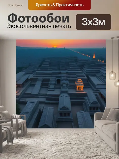 Фотообои закат над старинным городом