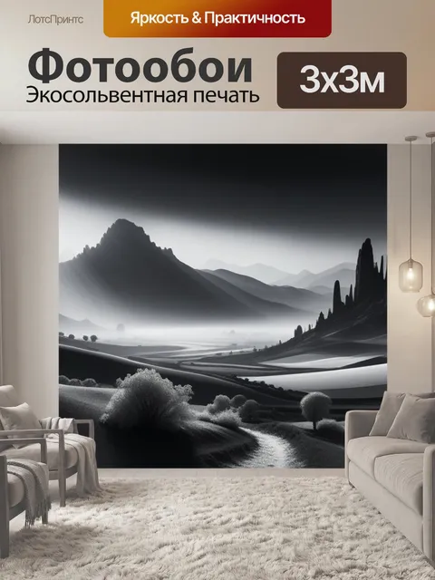 Фотообои дали пейзаж с загадочными чернобелый