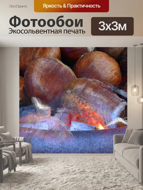 Фотообои Обжиг Каштаны Камин